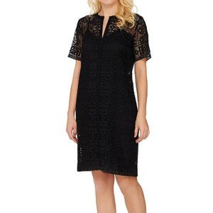 NWT C. WONDER BLACK LACE‎ SPLIT NECK DRESS W/LINING 8
